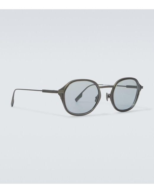 Zegna Brown Round Sunglasses for men