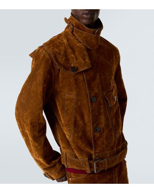 Dries Van Noten Brown Vassel Belted Cotton Biker Jacket for men