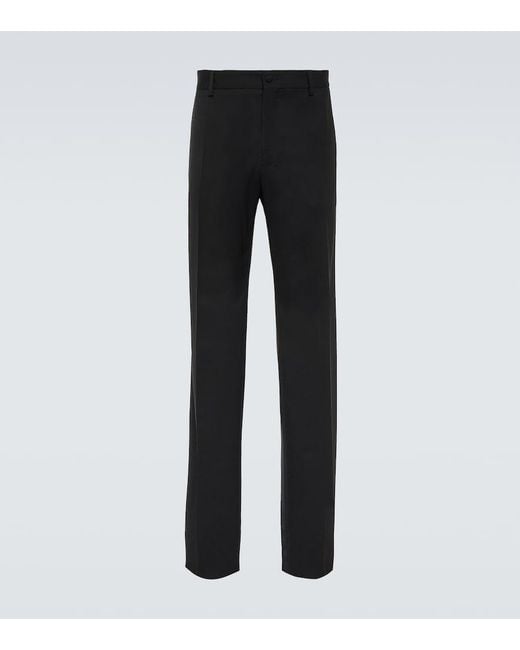 Dolce & Gabbana Black Wool-Blend Straight Pants for men