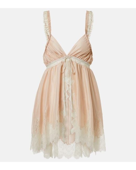 Chloé Natural Top Aus Seide Mit Spitze