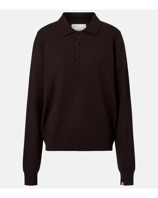 Extreme Cashmere Black N°223 Be For Cashmere-Blend Polo Sweater