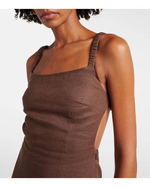 Vestido Midi De Lino Sir de color Brown