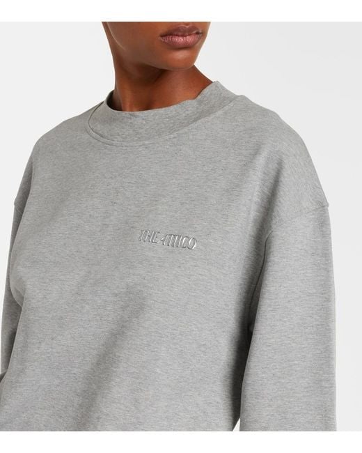 The Attico Gray Cotton-Blend Jersey Sweatshirt Dress