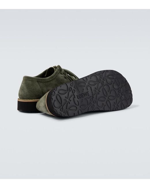 Loewe Green Faro Suede Boat Shoes for men