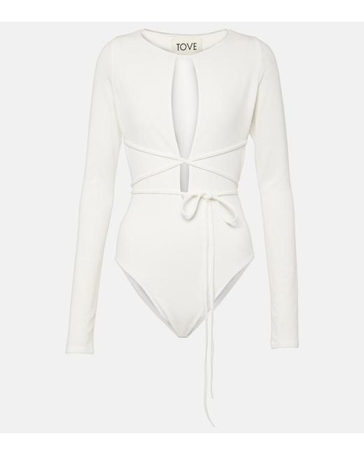 TOVE White Jennifer Cutout Crepe Jersey Bodysuit