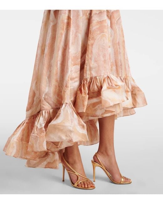 Zimmermann Brown Bedrucktes Maxikleid Illuminate Aus Seide