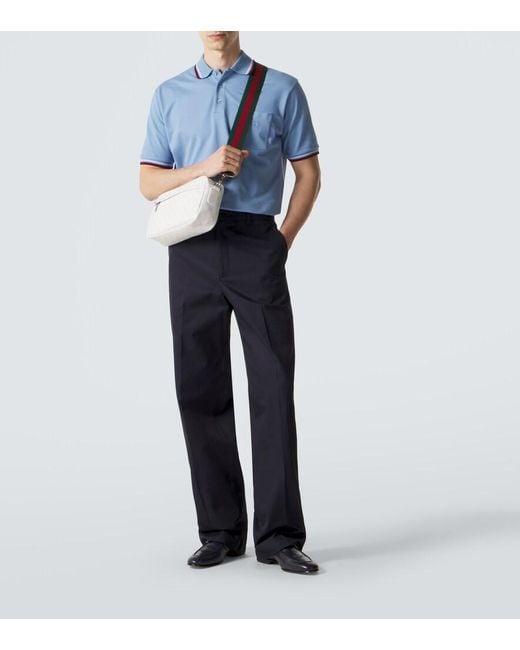 Gucci White Gg Canvas Medium Crossbody Bag for men