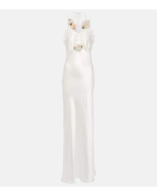 Rodarte White Bridal Robe aus Seide mit Spitze