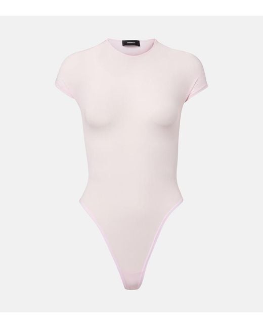 Wardrobe NYC Pink Sheer Technical Bodysuit