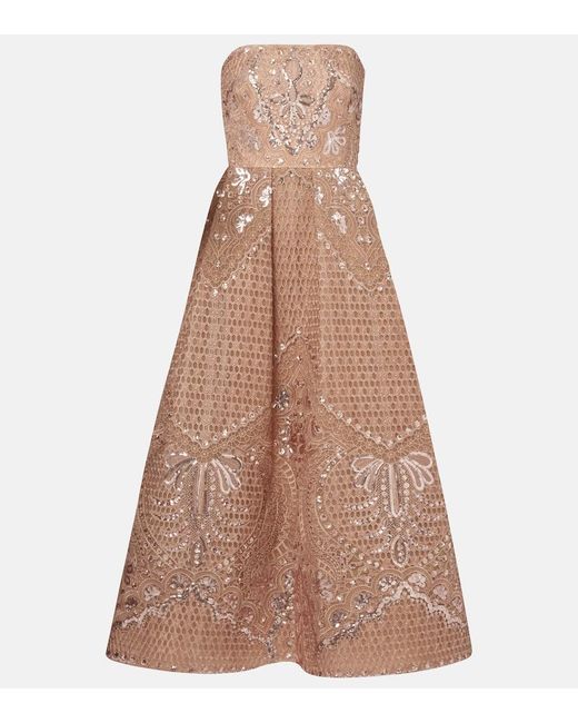 Elie Saab Brown Embroidered Sequined Gown