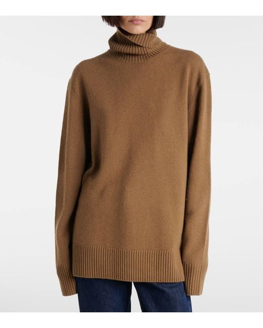 Totême  Brown Cashmere Turtleneck Sweater
