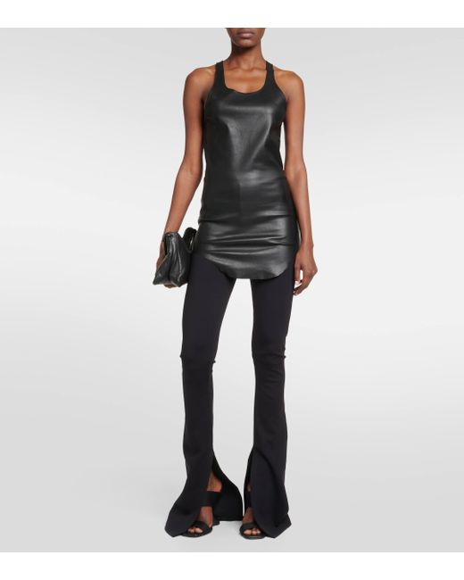 Rick Owens Black Leather-trimmed Tank Top