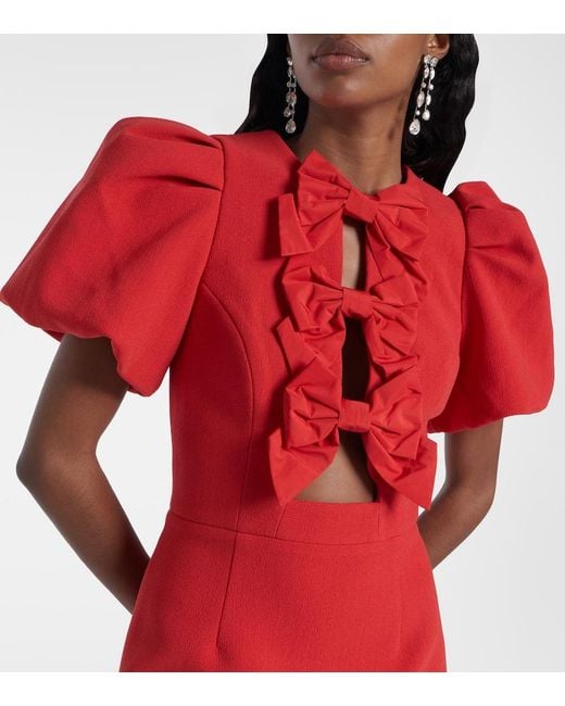 Rebecca Vallance Red Kaylee Bow-Detail Minidress