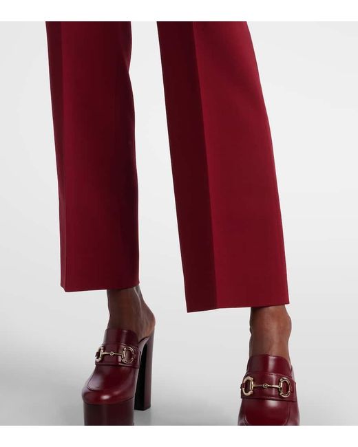 Gucci Red Silk And Wool Straight Pants