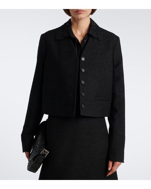 Fendi Black Wool-Blend Boucle Jacket