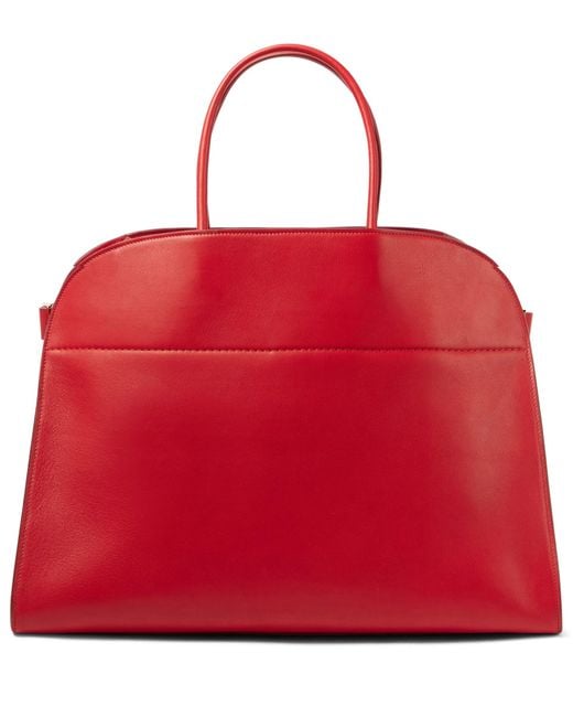 The Row Red Margaux 17 Leather Tote