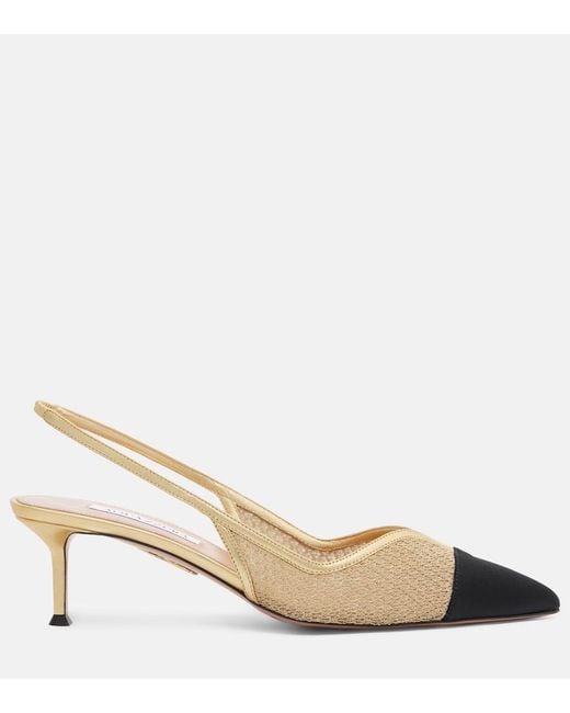 Aquazzura Metallic Gia 50 Mesh Slingback Pumps