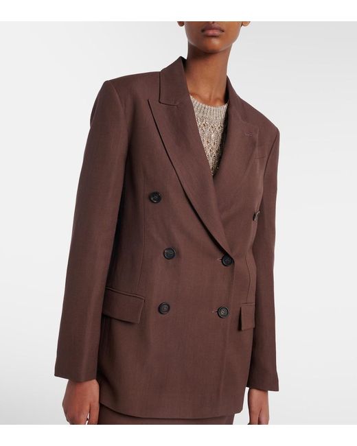 Brunello Cucinelli Brown Double-Breasted Blazer