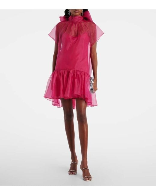 Jonathan Simkhai Pink Beaux Bow-Detail Organza Minidress