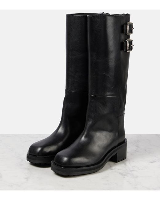 Jimmy Choo Black Brooklyn 50 Leather Knee-High Boots