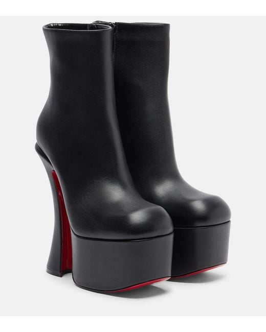 Christian Louboutin Black Aquabootie 160 Leather Platform Ankle Boots