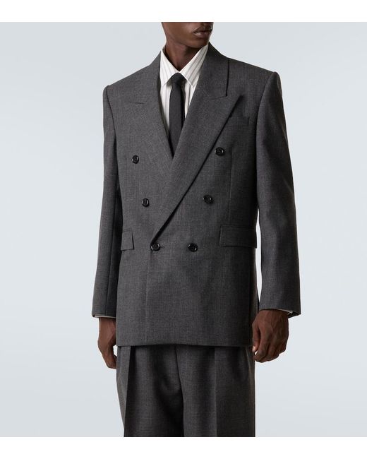 Saint Laurent Black Double-Breasted Wool Blazer for men