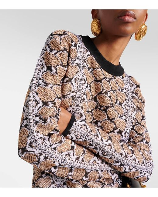 Balmain Multicolor Snake-Effect Jacquard Sweater