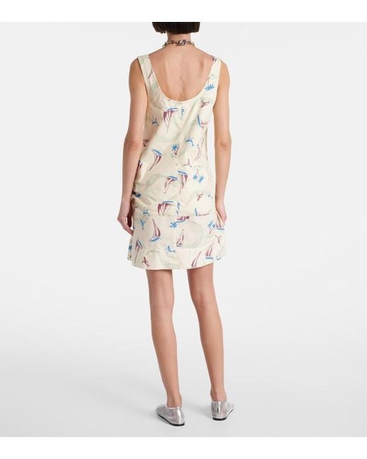 Rabanne White Bedrucktes Minikleid Aus Baumwolle