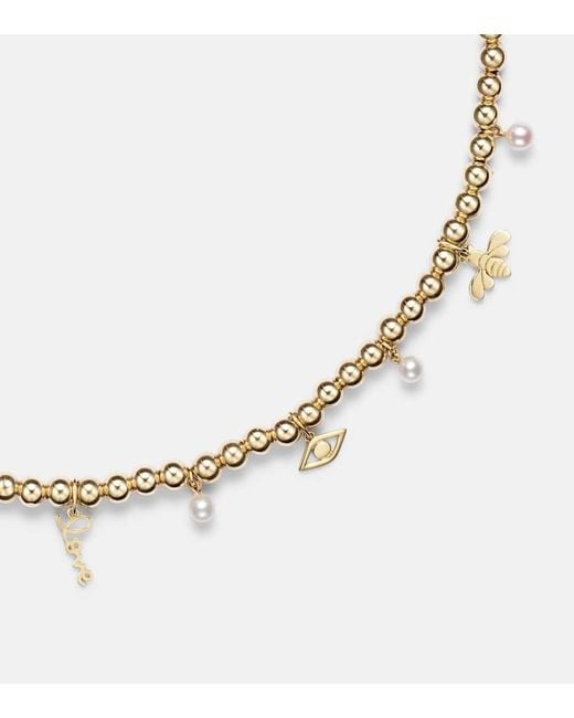 Sydney Evan Metallic 14Kt Beaded Pendant Necklace With Pearls