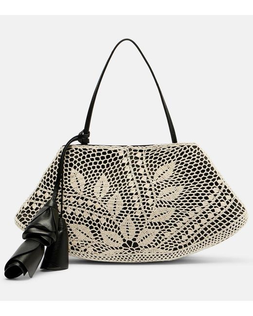 Magda Butrym Black Maya Small Crochet Leather-Trimmed Shoulder Bag