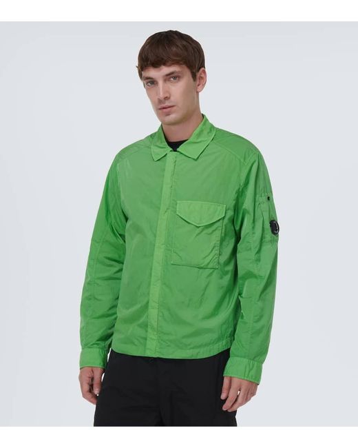 C P Company Green Chrome-r Zipped Overshirt for men