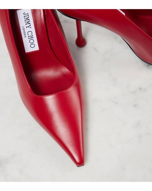 Jimmy Choo Red Ixia 95 Leather Pumps