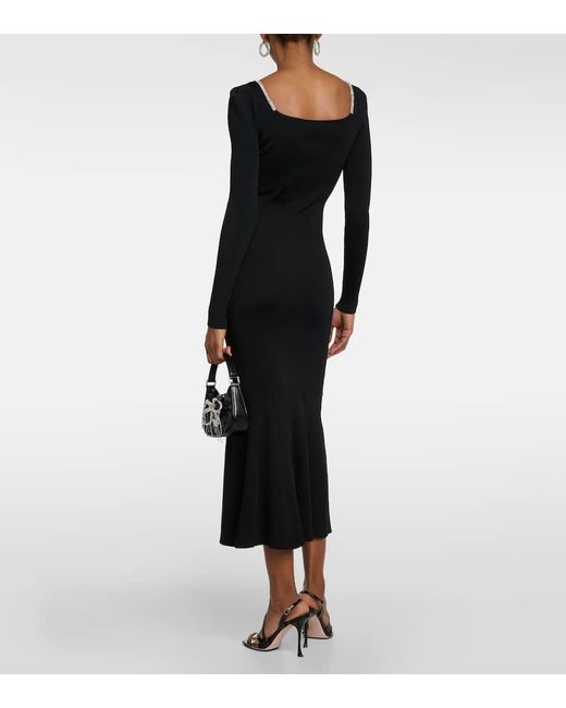 Self-Portrait Black Embellished Midi Dress