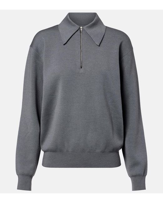 Phoebe Philo Gray Wool Polo Sweater