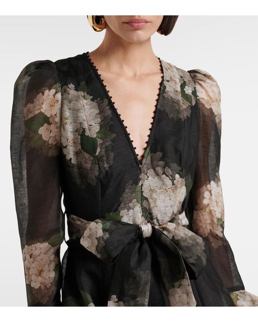 Vestido Corto Balance De Lino Y Seda Zimmermann de color Black