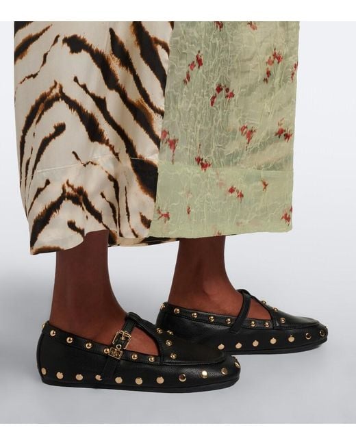 Ganni Black Mary Jenny Studded Flats