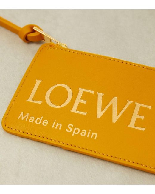 Tarjetero de piel con logo Loewe de color Yellow