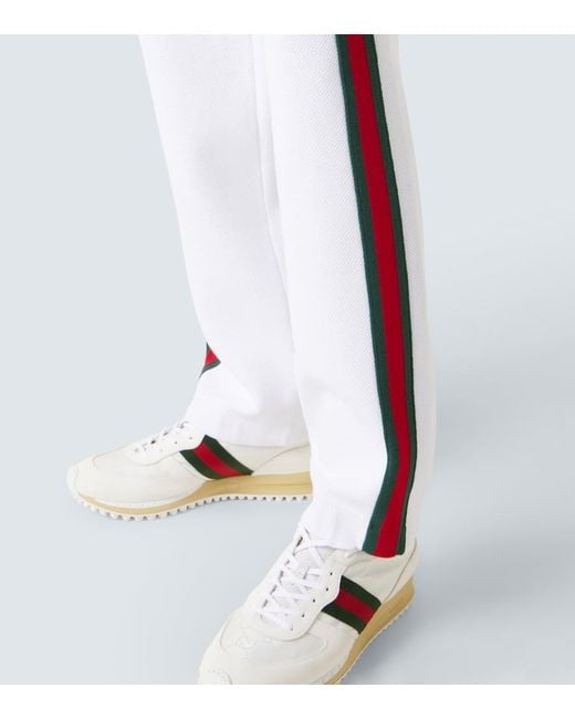 Gucci Blue Web Stripe Cotton-Blend Pants for men
