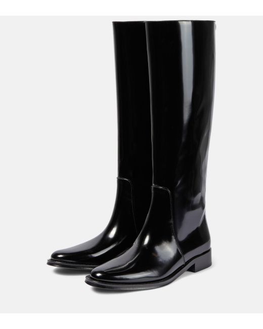 Saint Laurent Black Hunt Leather Knee-high Boots