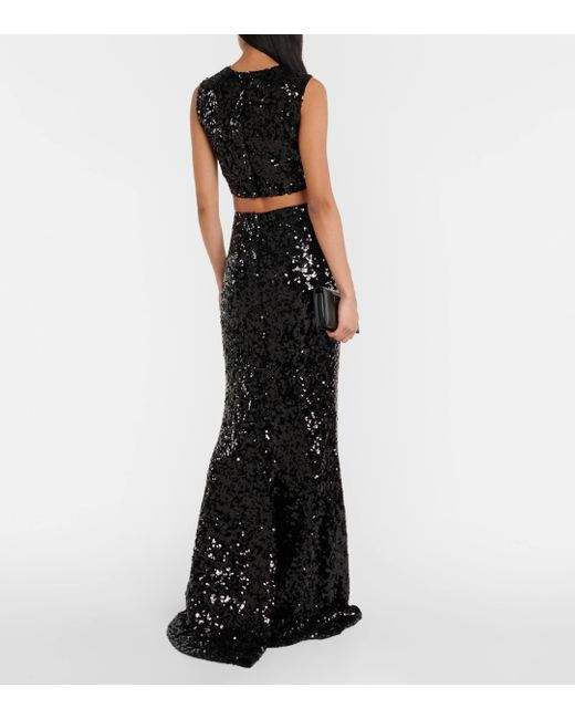 Dolce & Gabbana Black Sequined Maxi Skirt