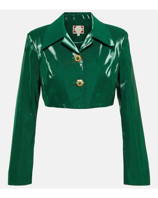 Miss Sohee Green Cropped Silk Jacket
