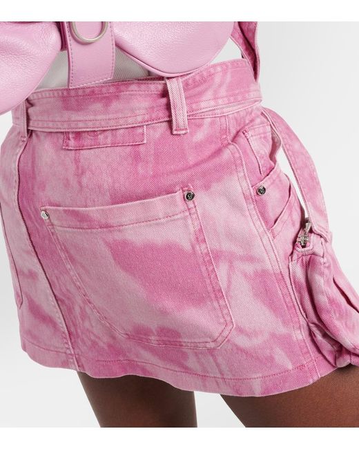 Minifalda Cargo De Denim Con Camuflaje Blumarine de color Pink