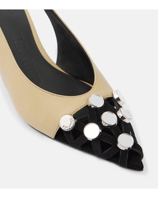 The Attico Metallic Fiona 50 Embellished Leather Slingback Pumps