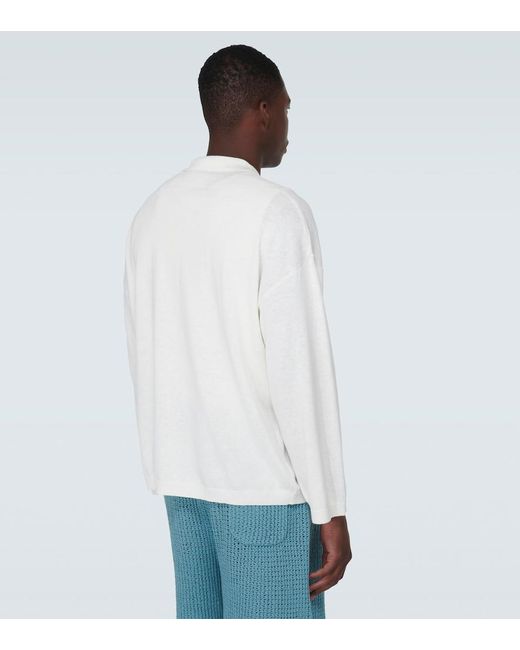 Commas White Oversized Polo Sweater for men