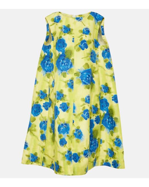 Marni Floral-print Cotton Midi Dress in Blue | Lyst