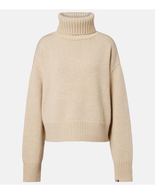 Extreme Cashmere Natural N°434 Crop Xtra Cashmere Turtleneck Sweater