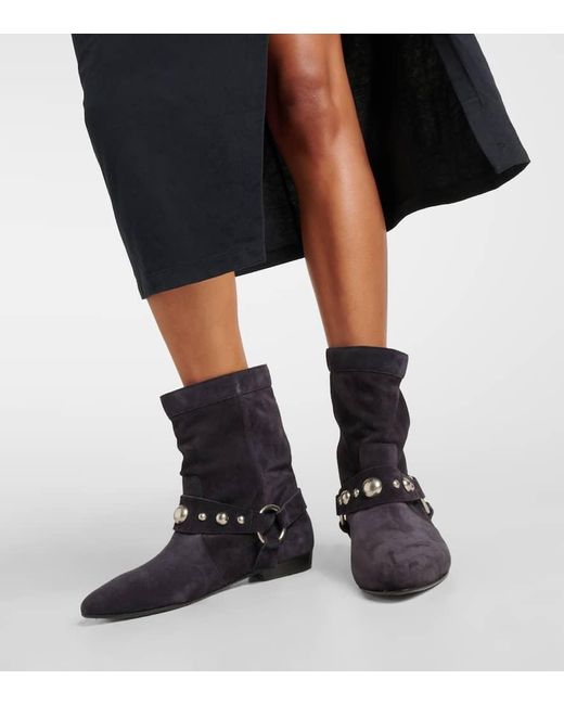 Isabel Marant Black Stanya Studded Suede Ankle Boots
