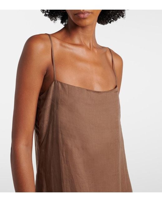 Leset Brown Niko Ramie Midi Dress
