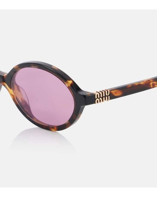 Miu Miu Pink Miu Regard Round Sunglasses
