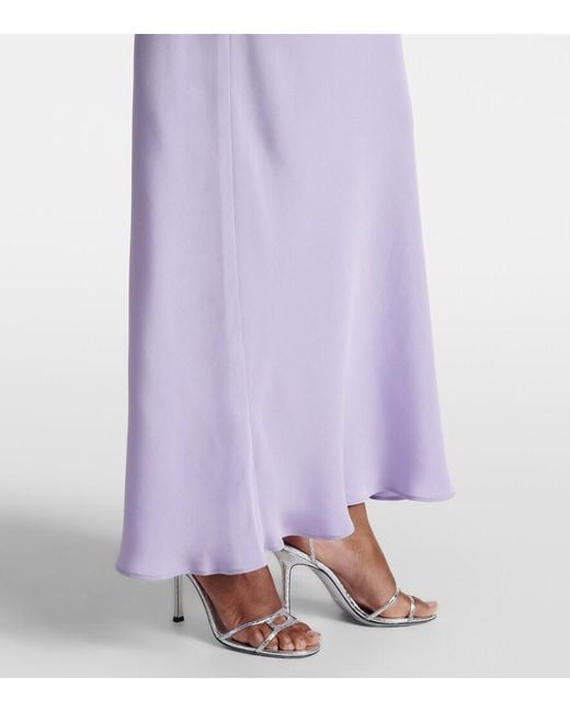 Rodarte Purple Floral-Applique Silk Crepe Maxi Dress